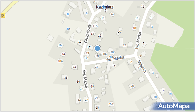 Kazimierz, św. Marka, 30, mapa Kazimierz