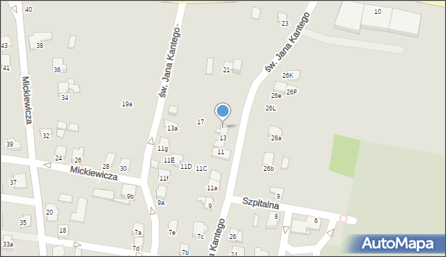 Kęty, św. Jana Kantego, 15, mapa Kęty