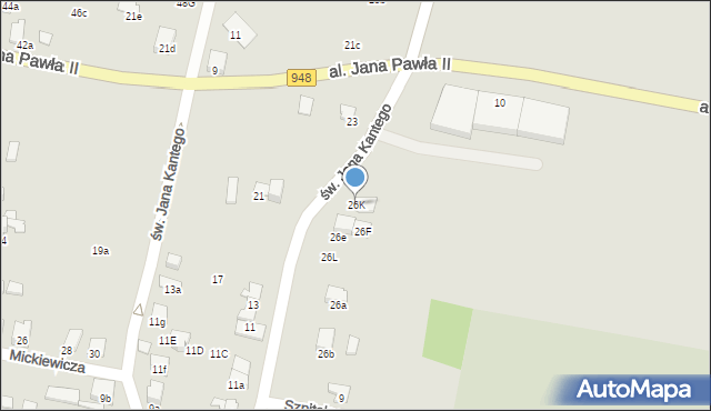 Kęty, św. Jana Kantego, 26K, mapa Kęty