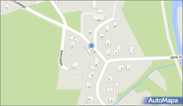 Kęty, św. Maksymiliana Marii Kolbego, 1, mapa Kęty