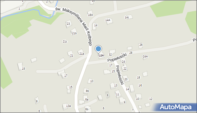 Kęty, św. Maksymiliana Marii Kolbego, 12b, mapa Kęty