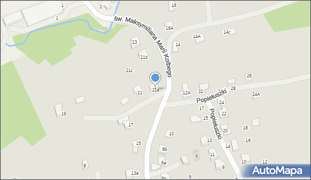 Kęty, św. Maksymiliana Marii Kolbego, 21a, mapa Kęty