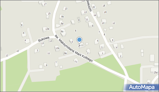 Kęty, św. Maksymiliana Marii Kolbego, 2f, mapa Kęty
