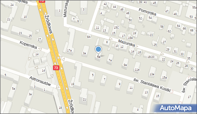 Kielce, św. Stanisława Kostki, 5a, mapa Kielc