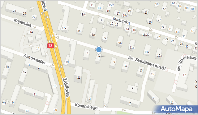 Kielce, św. Stanisława Kostki, 7, mapa Kielc