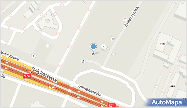 Kielce, Świerczyńska, 15, mapa Kielc