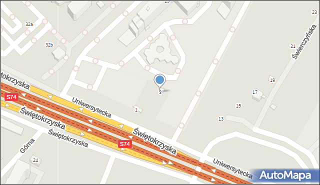 Kielce, Świerczyńska, 3, mapa Kielc