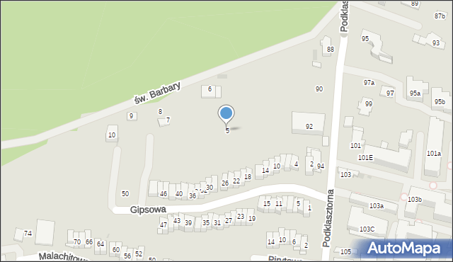 Kielce, św. Barbary, 5, mapa Kielc