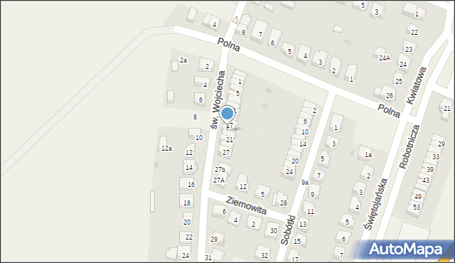 Kobierzyce, św. Wojciecha, 19, mapa Kobierzyce