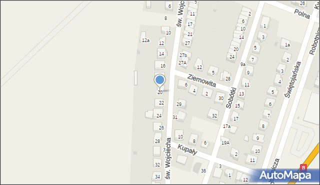 Kobierzyce, św. Wojciecha, 20, mapa Kobierzyce