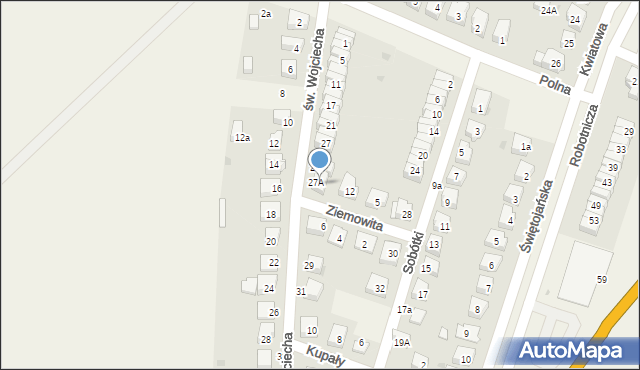 Kobierzyce, św. Wojciecha, 29A, mapa Kobierzyce