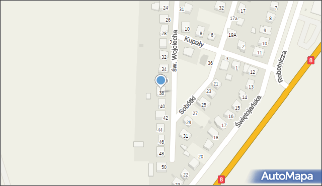 Kobierzyce, św. Wojciecha, 38, mapa Kobierzyce