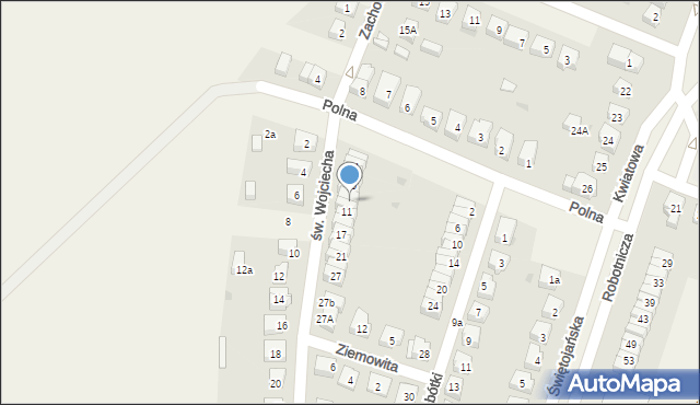 Kobierzyce, św. Wojciecha, 9, mapa Kobierzyce