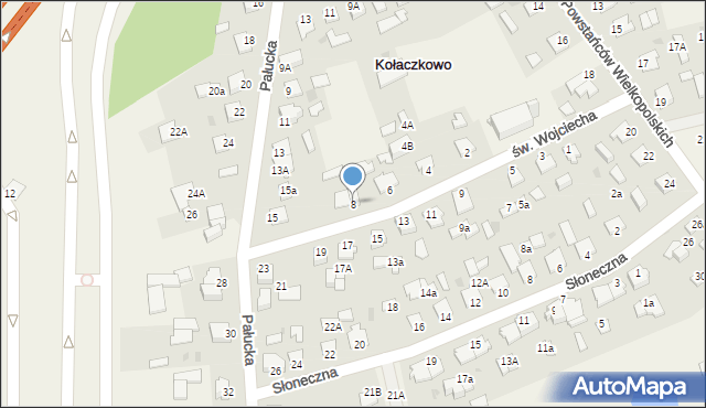 Kołaczkowo, św. Wojciecha, 8a, mapa Kołaczkowo