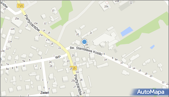 Koluszki, św. Stanisława Kostki, 2a, mapa Koluszki