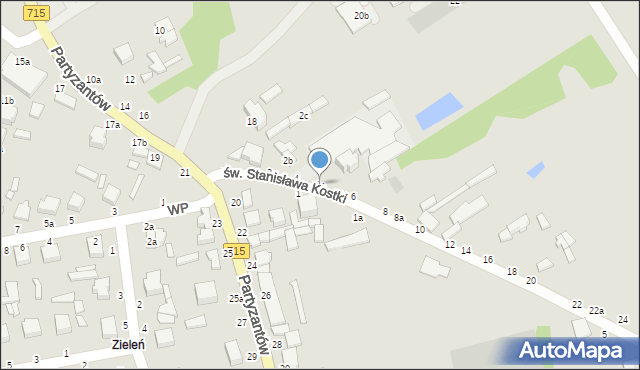 Koluszki, św. Stanisława Kostki, 4a, mapa Koluszki