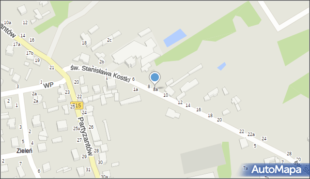 Koluszki, św. Stanisława Kostki, 8a, mapa Koluszki