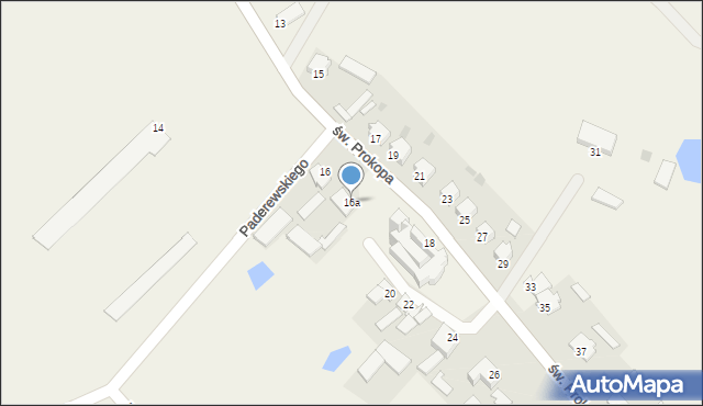 Koneck, św. Prokopa, 16a, mapa Koneck