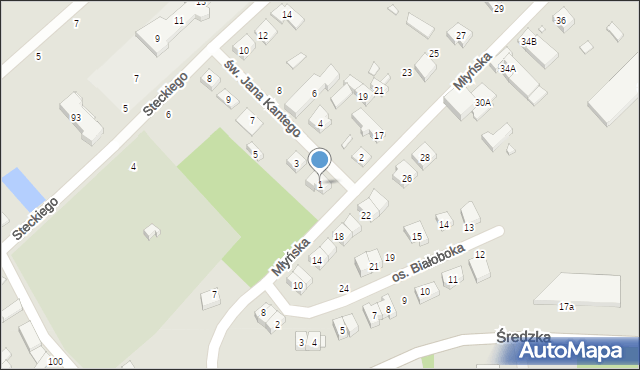 Kórnik, św. Jana Kantego, 1, mapa Kórnik