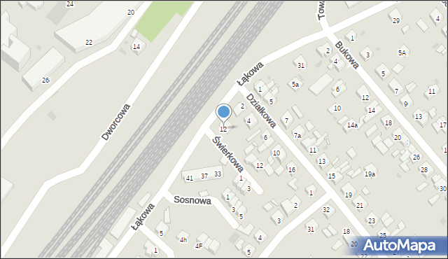 Kościan, Świerkowa, 12, mapa Kościan