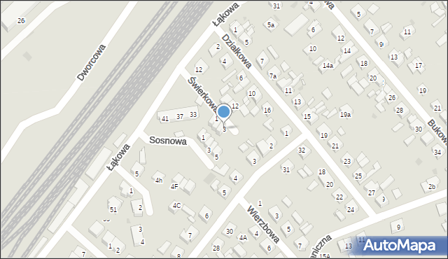 Kościan, Świerkowa, 3, mapa Kościan