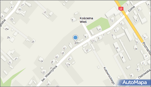 Kościelna Wieś, św. Wawrzyńca, 10, mapa Kościelna Wieś