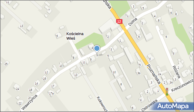 Kościelna Wieś, św. Wawrzyńca, 7, mapa Kościelna Wieś