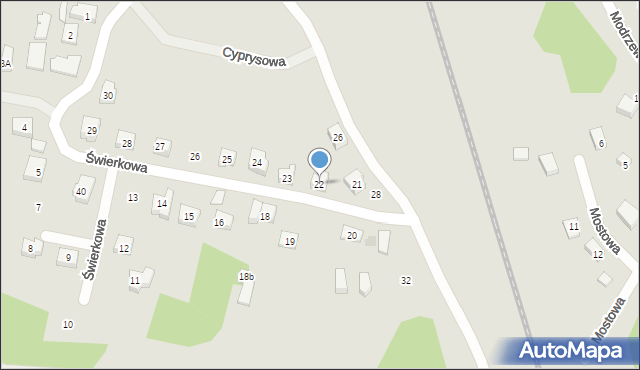 Kościerzyna, Świerkowa, 22, mapa Kościerzyna