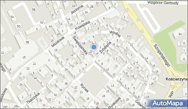 Kościerzyna, Świętojańska, 21, mapa Kościerzyna