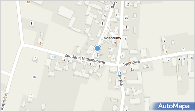 Kosobudy, św. Jana Nepomucena, 4, mapa Kosobudy