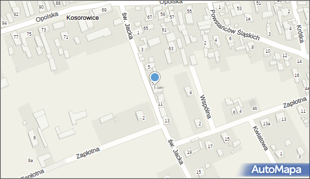 Kosorowice, św. Jacka, 9, mapa Kosorowice