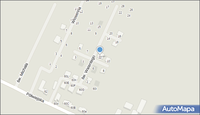 Kostrzyn, św. Walentego, 12, mapa Kostrzyn