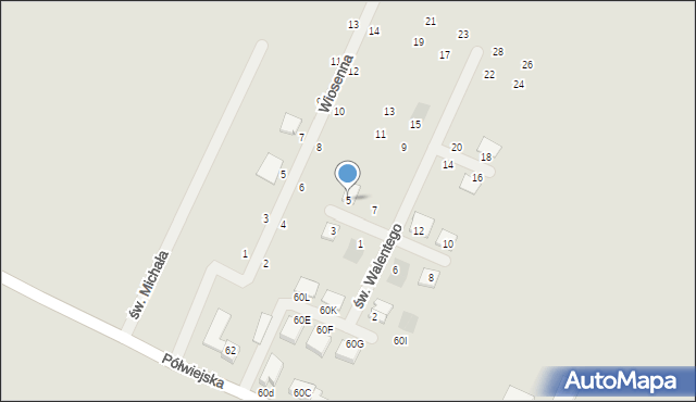 Kostrzyn, św. Walentego, 5, mapa Kostrzyn