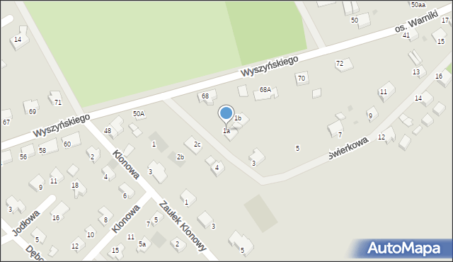 Kostrzyn nad Odrą, Świerkowa, 1a, mapa Kostrzyn nad Odrą