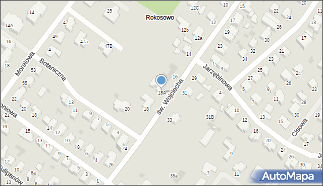 Koszalin, św. Wojciecha, 18A, mapa Koszalina