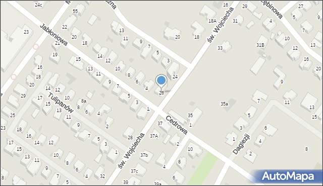 Koszalin, św. Wojciecha, 26, mapa Koszalina