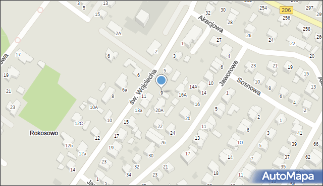 Koszalin, św. Wojciecha, 9, mapa Koszalina