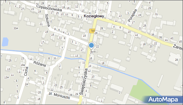 Koziegłowy, Świętokrzyska, 20, mapa Koziegłowy