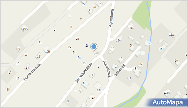 Kozy, św. Walentego, 2, mapa Kozy