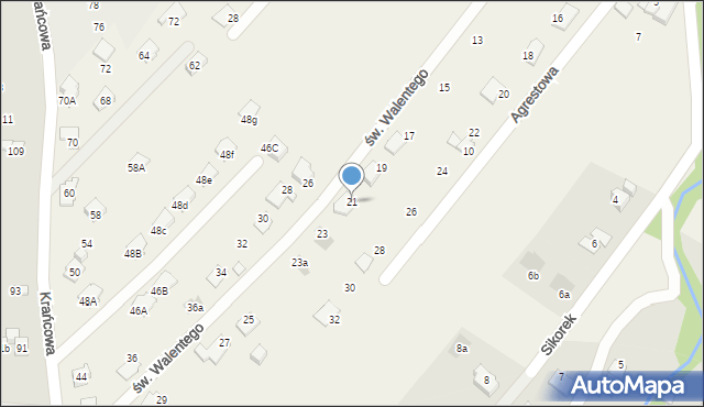 Kozy, św. Walentego, 21, mapa Kozy