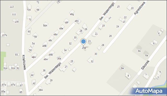 Kozy, św. Walentego, 23a, mapa Kozy