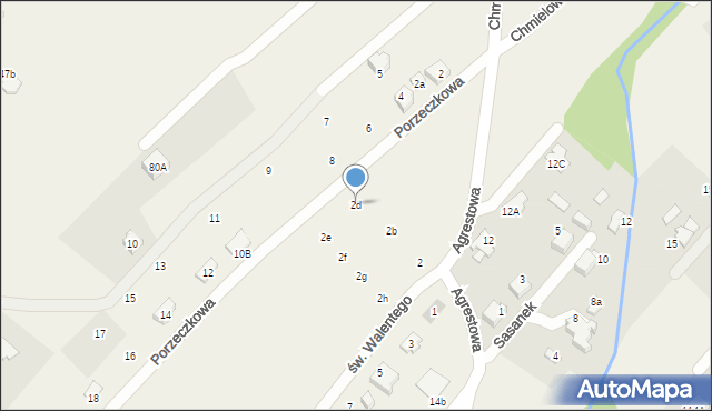 Kozy, św. Walentego, 2d, mapa Kozy