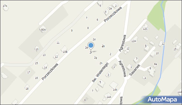 Kozy, św. Walentego, 2f, mapa Kozy