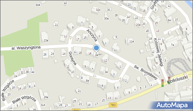 Kraków, św. Bronisławy, 14, mapa Krakowa