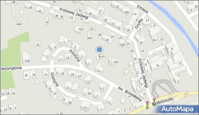 Kraków, św. Bronisławy, 9, mapa Krakowa