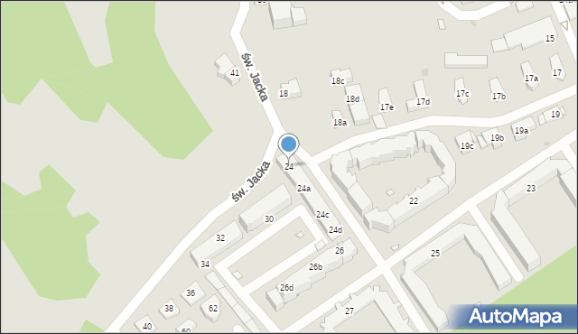 Kraków, św. Jacka, 24, mapa Krakowa