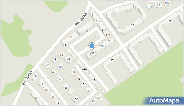 Kraków, św. Jacka, 26d, mapa Krakowa