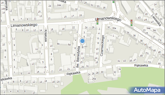 Kraków, św. Benedykta, 9, mapa Krakowa