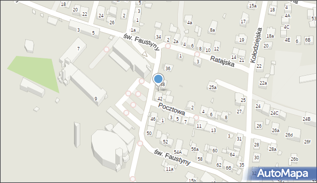 Kraków, św. s. Faustyny, 40, mapa Krakowa