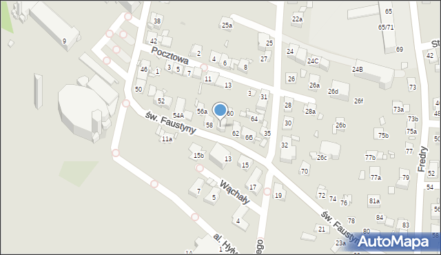 Kraków, św. s. Faustyny, 60a, mapa Krakowa